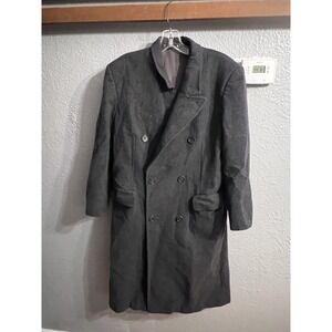 Stafford  Wool Overcoat Size 38 Gray Lined Full‎ Length Trench Coat Men